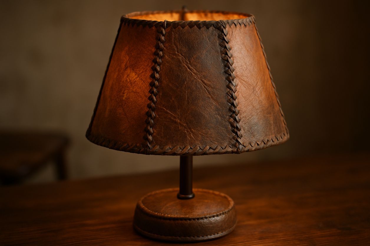 Un abat-jour unique en cuir recyclé
