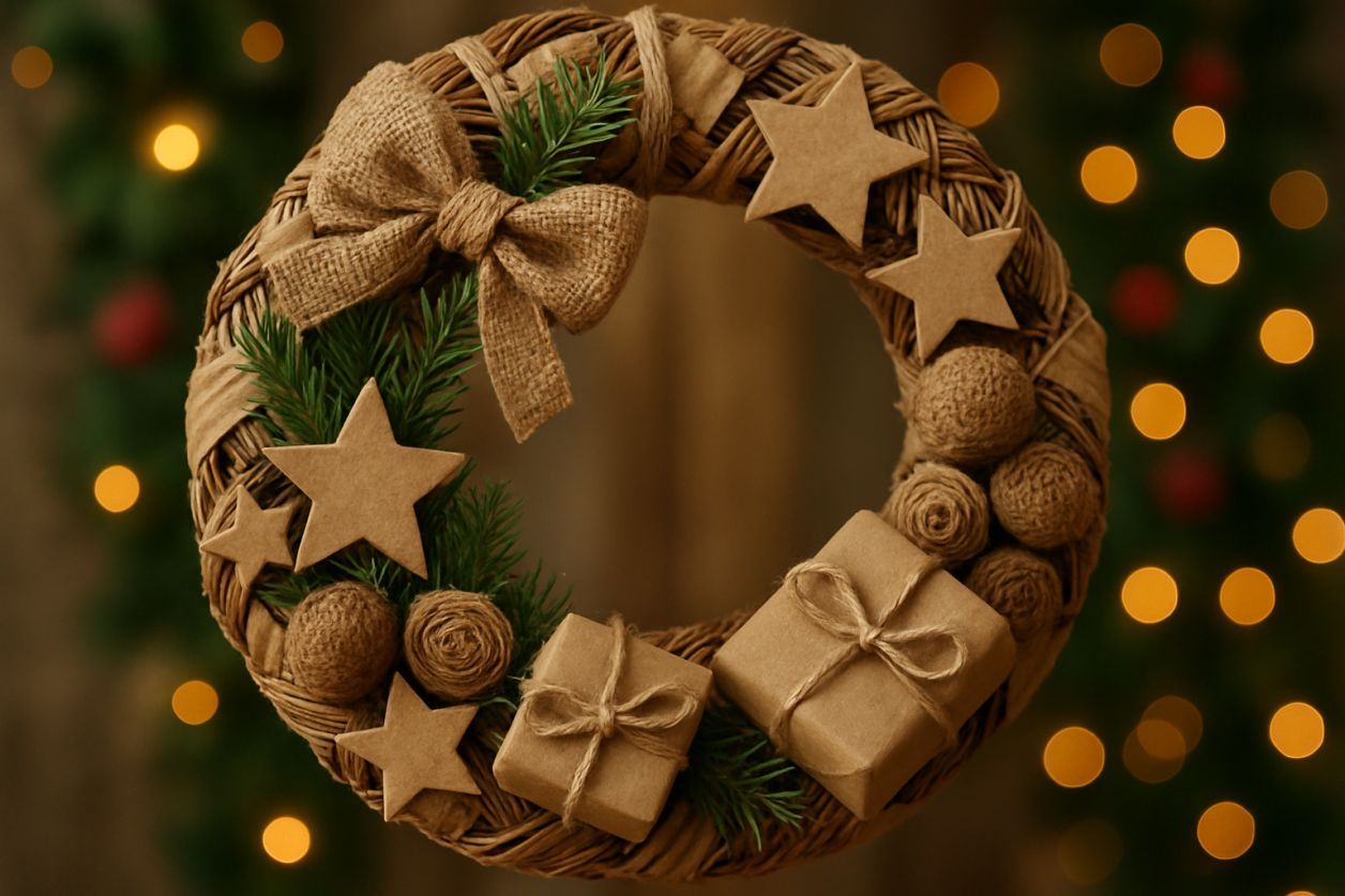 Couronne de Noël DIY en objets recyclés