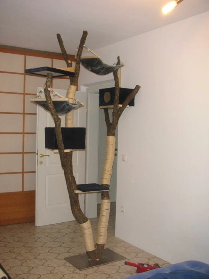 Arbre à chat DIY grande hauteur en bois 